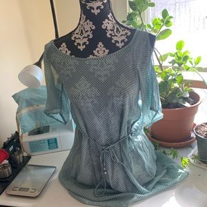 Indigo ice dyed silk tunic